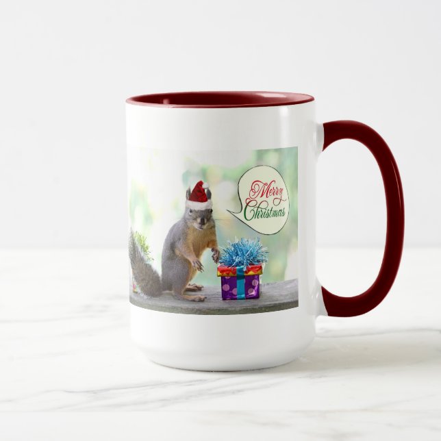 Caneca Esquilo do Natal com presentes de Natal (Direita)