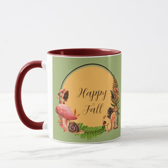 Caneca Esquilo e natureza com texto personalizável  (Esquerda)