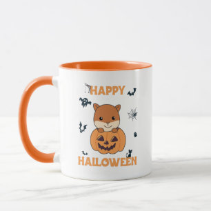 Caneca Esquilo Em Pumpkin Doce Animais Feliz Dia das Brux