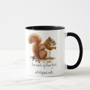 Caneca Esquilo vermelho da aguarela, citações engraçad