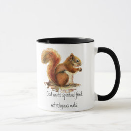 Caneca Esquilo Vermelho de Aquarela, citação engraçada