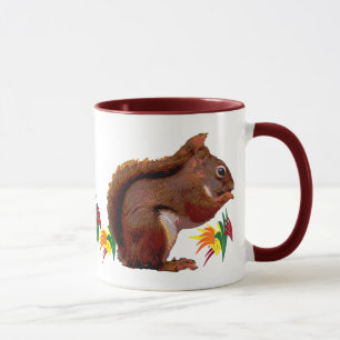 Caneca Esquilo Vermelho no outono