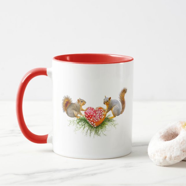 Caneca Esquilos com Mushroom Vermelho (Com Donut)