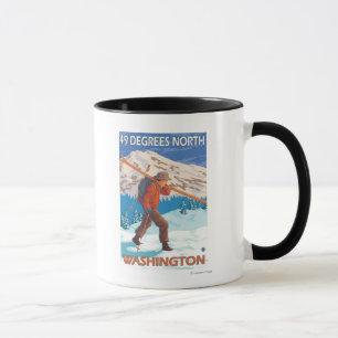 Caneca Esquis da neve do carregando do esquiador - 49
