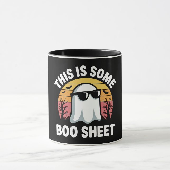 Caneca Essa É Alguma Folha de Boo Punho Retrô de Fantasma (Centro)