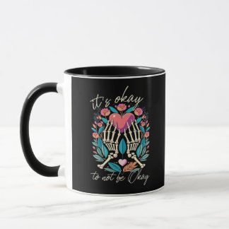 Caneca Está tudo bem para não estar bem - Mãos esquelétic