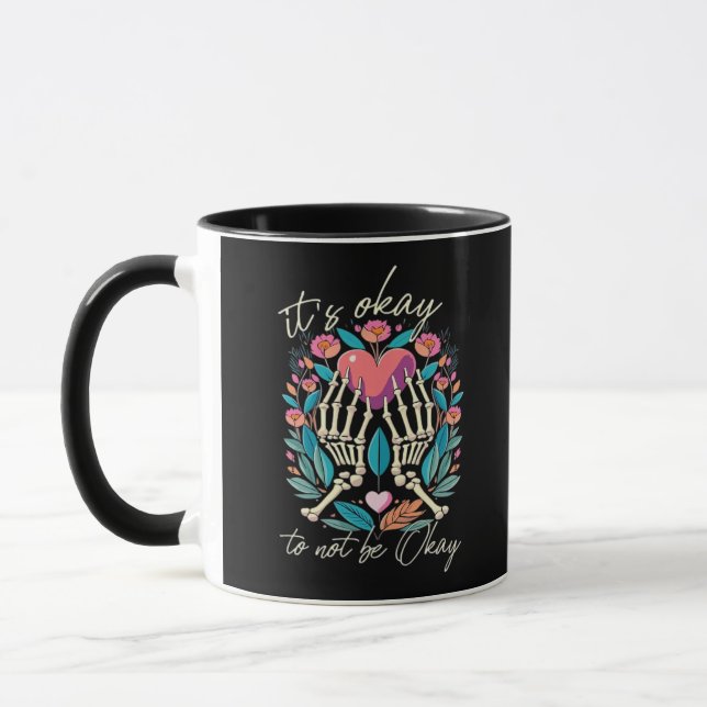 Caneca Está tudo bem para não estar bem - Mãos esquelétic (Esquerda)