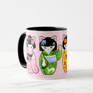 Caneca Estação afortunada japonesa do gato quatro de