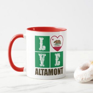 Caneca Estado da Califórnia Flag Heart Altamont