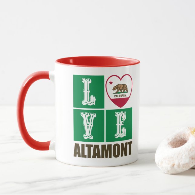 Caneca Estado da Califórnia Flag Heart Altamont (Com Donut)