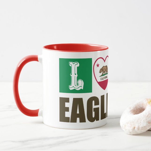Caneca Estado da Califórnia Flag Heart Eagle Rock (Com Donut)