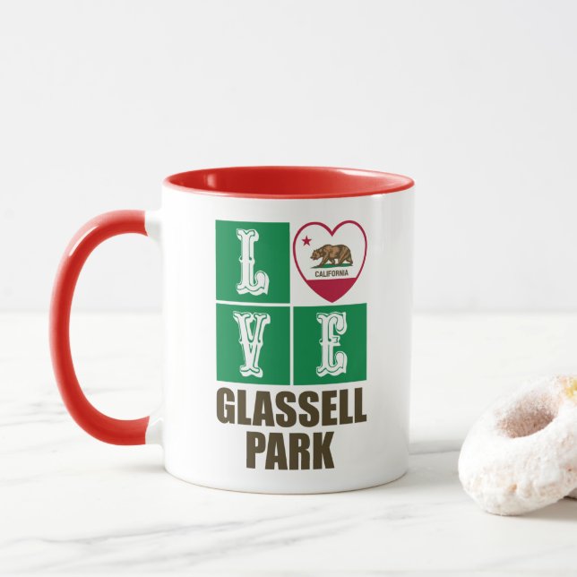 Caneca Estado da Califórnia Flag Heart Glassell Park (Com Donut)