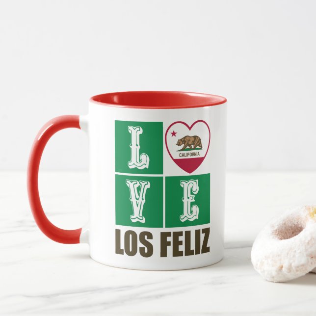 Caneca Estado da Califórnia Flag Heart Los Feliz (Com Donut)