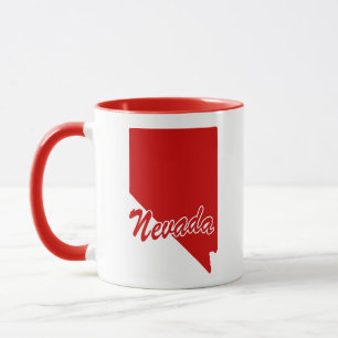 Caneca Estado Da Forma De Nevada - Mug Vermelho