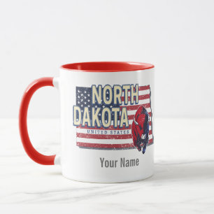 Caneca Estado de Dakota do Norte Estados Unidos - Mapa Re
