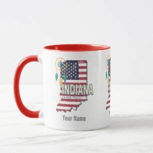 Caneca Estado de Indiana Estados Unidos - Retro Map Vinta