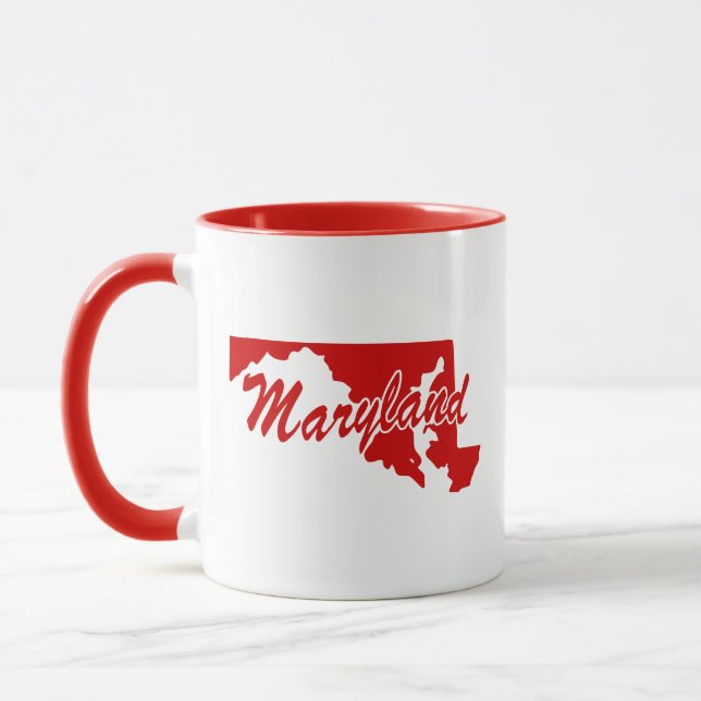 Caneca Estado De Maryland Em Forma De Manga Vermelha (Esquerda)