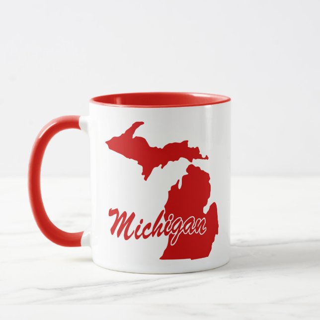 Caneca Estado De Michigan Shape Red Mug (Esquerda)