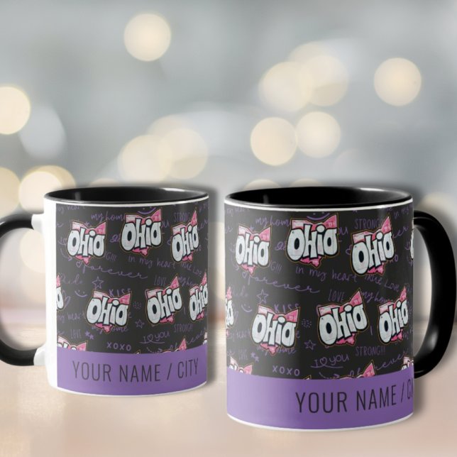 Caneca Estado de Ohio Black Purple Pink Standard Mug (Criador carregado)