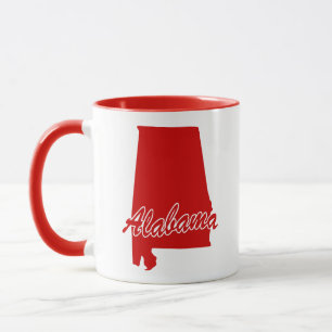 Caneca Estado Do Alabama Shape Red Mug