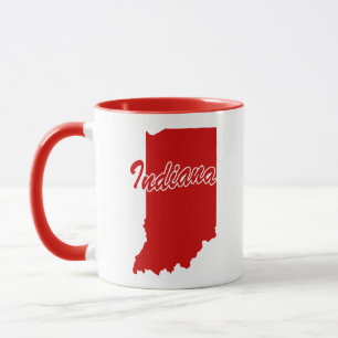 Caneca Estado Do Indiana Shape Red Mug