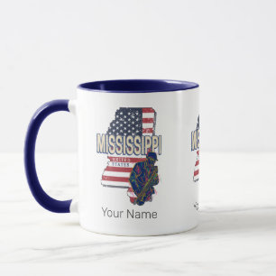 Caneca Estado do Mississippi Estados Unidos Map Vintage E