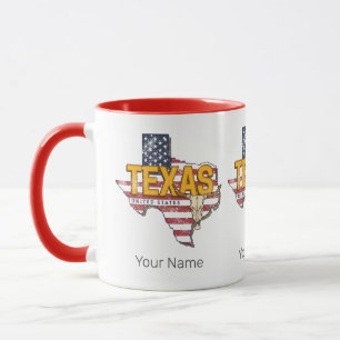 Caneca Estado do Texas Estados Unidos Retro Map Vintage E