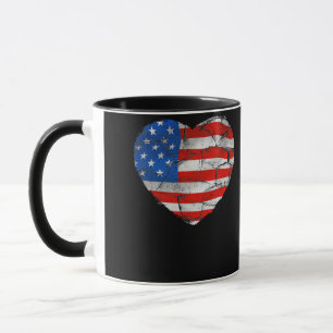 Caneca Estados Unidos Flag Heart 4 de julho Red White Sta