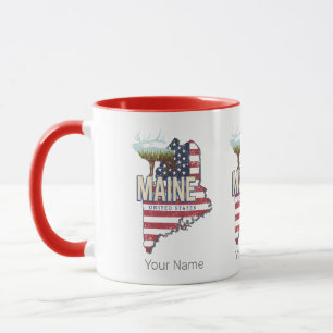 Caneca Estados Unidos Maine Map Vintage EUA Souvenir