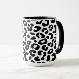 Caneca Estampa Clássica de Leopardo Preto e Branco