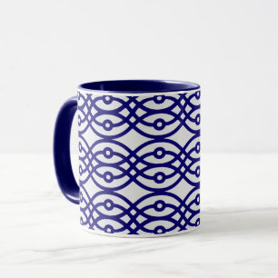 Caneca Estampa de quimono, cinza prata e azul marinho