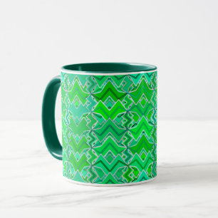 Caneca Estampa Tribal Batik, Verde Jade e Verde Lima