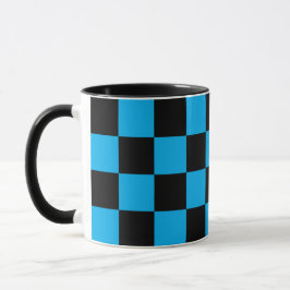 Caneca Estampa Xadrez Azul e Preto