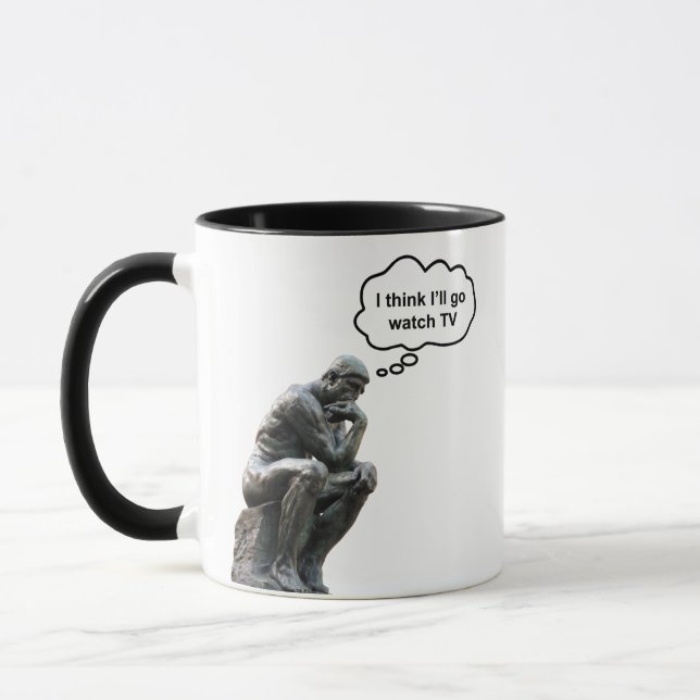 Caneca Estátua do Pensador de Rodin - Acho que vou assist (Esquerda)