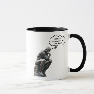 Caneca Estatua do Pensador de Rodin Engraçada - Pizza ou 