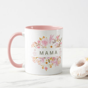Caneca Este design floral de Mama apresenta elementos bot