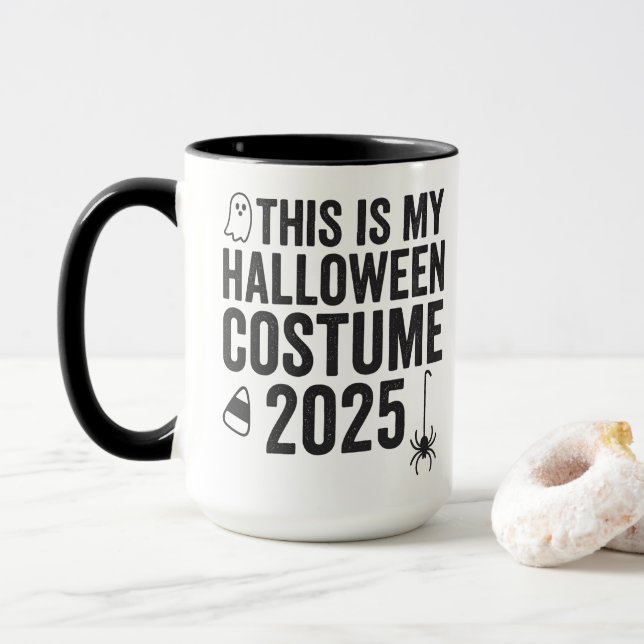 Caneca Este É Meu Figurino de Halloween 2025 (Com Donut)