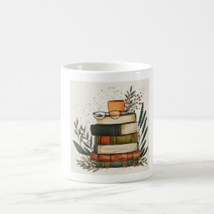 Caneca Estética de Livros Aconchegantes e Café