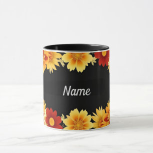 Caneca Estética de Moldura Floral Romântica Borda de Flor