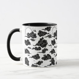 Caneca Estética de Padrão de Nuvem Japonesa