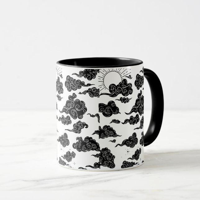 Caneca Estética de Padrão de Nuvem Japonesa (Frente Esquerda)