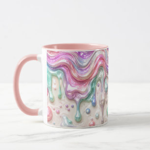 Caneca estética pastel cromada líquida da manhã