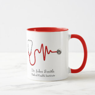 Caneca Estetoscópio Linha de pulsação ECG Wave EKG