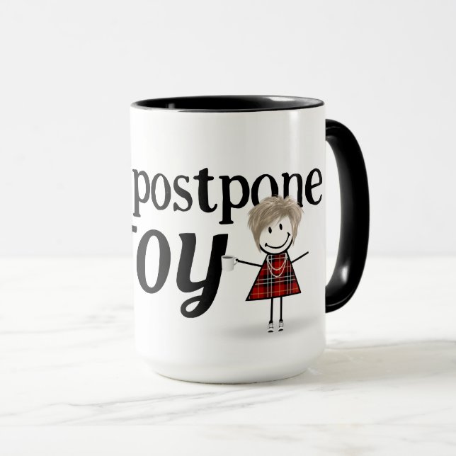Caneca Esticar Garota com Mug De Café (Frente Esquerda)