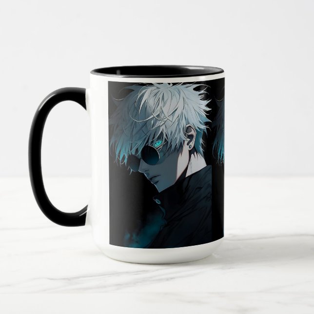 Caneca Estilo Anime – Personagem de Cabelo Branco  (Esquerda)