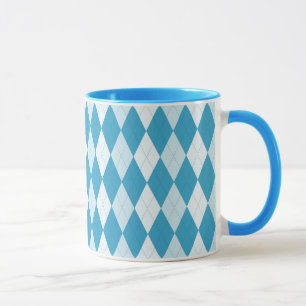 Caneca Estilo Argyle Azul Peacock Forma Diamante Pequena