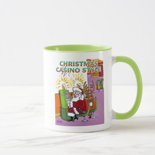 Caneca Estilo Casino de Natal Manga verde mão esquerda (Direita)