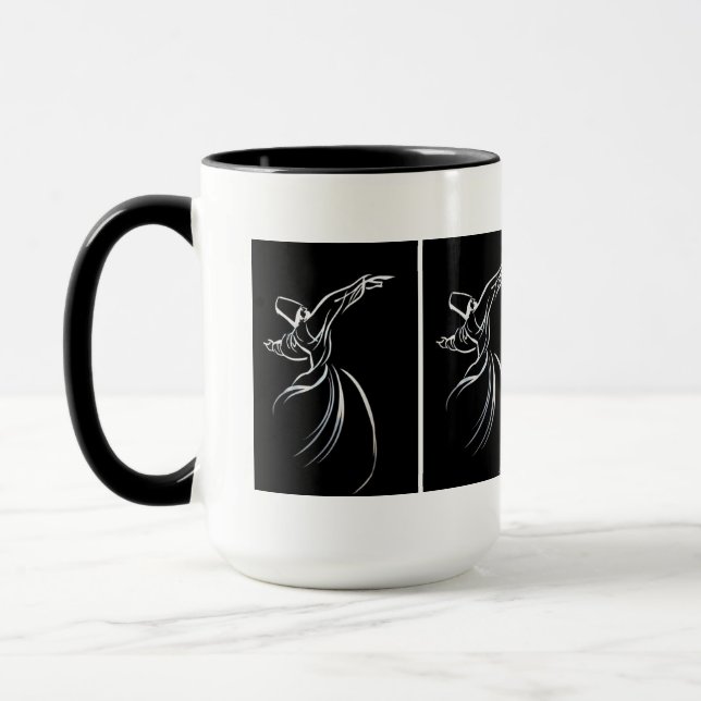 Caneca Estilo De Calígrado De Desenho De Linha Dervish Em (Esquerda)