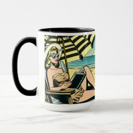 Caneca Estilo de Carteira de Dama de Arte Pop na Férias