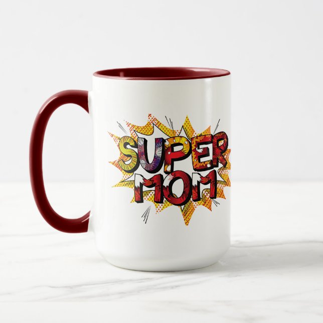 Caneca Estilo de livro em quadrinhos Super Mãe2 Mug (Esquerda)